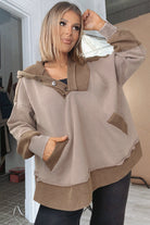 Goat Waffle Patchwork Plus Size Pocketed Hoodie Plus Size Tops c470d340ecd9f14f