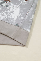 Gray Maple Leaf Camo Print Varsity Striped Sleeve Casual Sweatshirt Sweatshirts & Hoodies c473605a469b1ea7