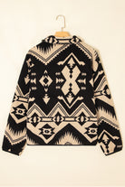 Black Vintage Geometric Half Zip Plush Sweatshirt Sweatshirts & Hoodies c48ea2e202672c4b