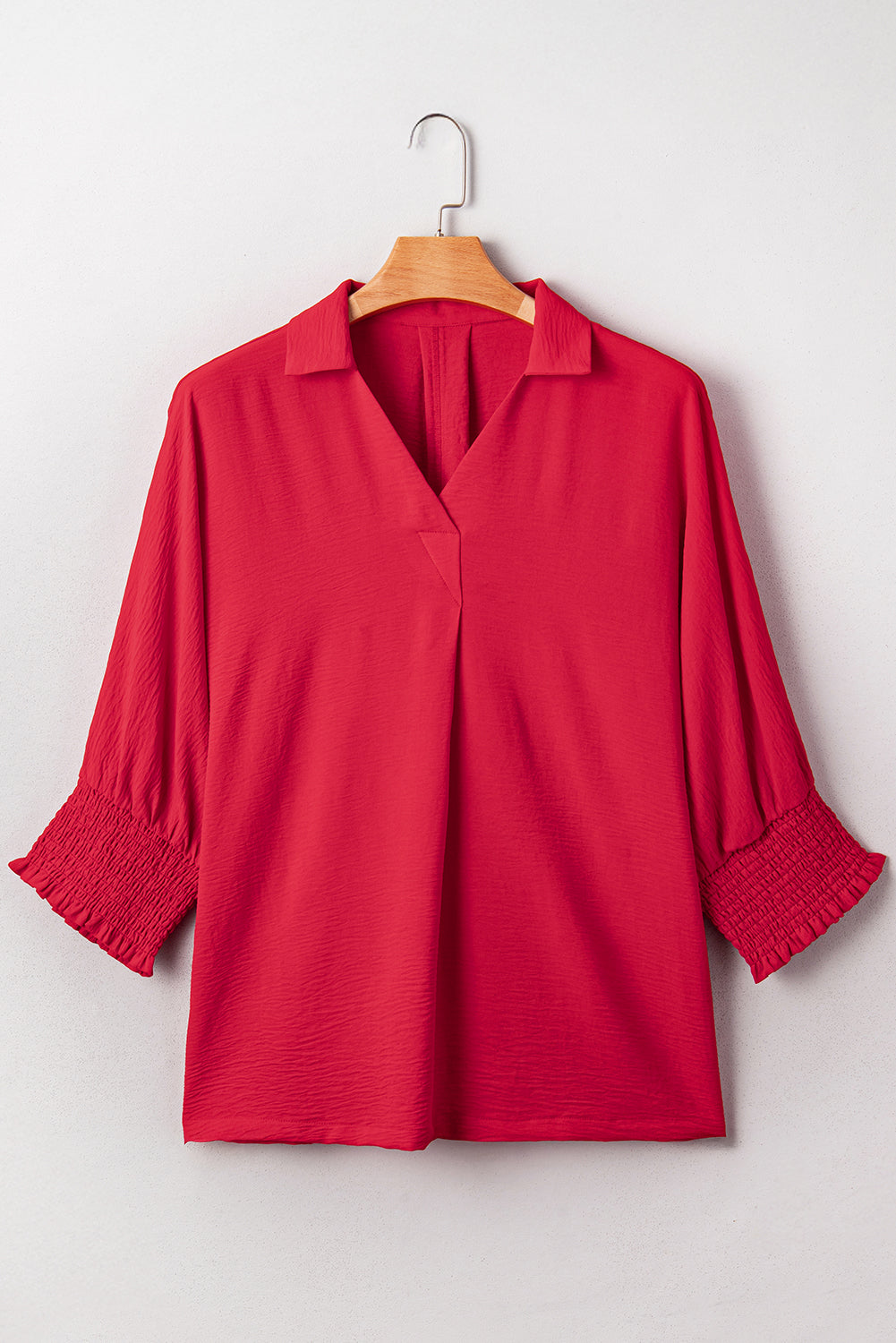 Fiery Red Plus Size Shirred Cuff Dolman Oversized Tunic Blouse Plus Size Tops c4c221c37c040366