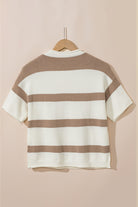 Khaki Striped Drop Shoulder Knitted Top Knit Tops c4f0d1c4eb5520c3