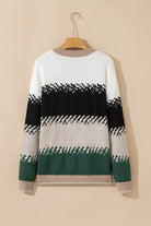 Black Stylish Color Block Pattern Drop Shoulder Sweater Sweaters c4f3cea130a2b17d