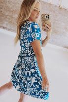 Blue Split V Neck Ricrac Babydoll Flared Mini Dress Short Dresses c502efe0076b1268