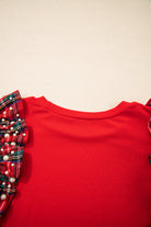 Black Pearl Plaid Ruffle Sleeve Loose T Shirt T Shirts c532785e157baf0a