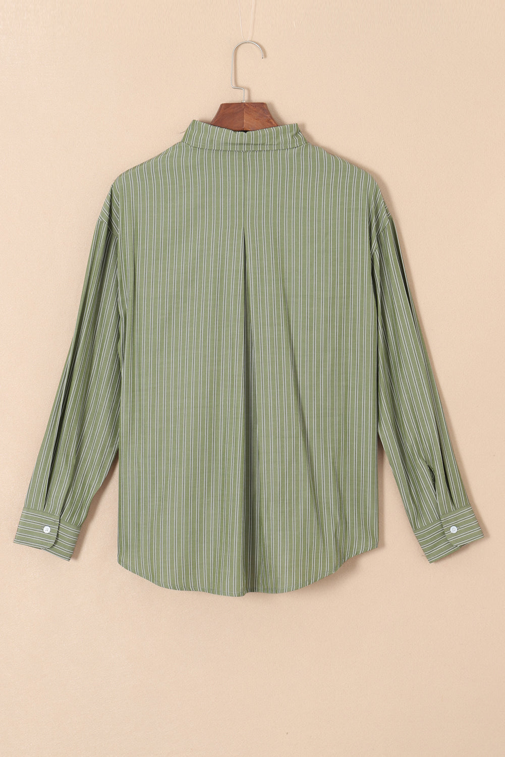 Green Stripe Button Up Oversized Casual Shirt Blouses c581c6a180f90280