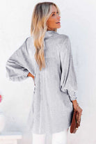 Black Striped Casual Shirred Cuffs Shirt Long Sleeve Tops c5b78ab0ec3aaf5f