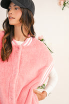 Gossamer Pink Contrast Trim Plush Sleeveless Coat Coats c5f866e30e1296ff