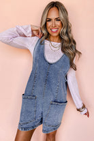 Dusk Blue Sleeveless U Neck Pocket Denim Romper Rompers c5faf7087e25075c