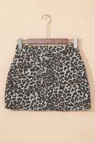 Khaki Allover Leopard Print Denim Mini Skirt Skirts c66303667a00c842