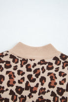 Khaki Leopard Print High Neck Shift Mini Sweater Dress Sweater Dresses c6ca9954c0a45f7a