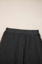 Carbon Grey Twisted Rib Leopard Patchwork Detail 2pcs Pants Set Two Piece Pants Sets c71f8a7cef7c4550