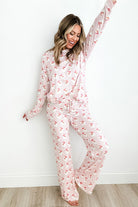 Pink Santa Claus Striped Print Loose Fit Two Piece Loungewear Set Loungewear Set c7358b84805ebfa9