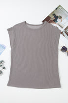 Carbon Grey Twisted Ribbed Textured Plain T Shirt T Shirts c73dab5d6174d049