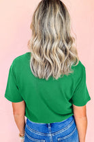 Bright Green merry Letter Sequins Patch Cotton Blend Tee Graphic Tees c74c3f6a27eead6c