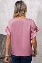 Toadstool Satin Ruffle Sleeve V Neck Blouse Blouses c74ee51242926fcd