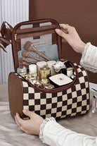Checkered Zipper Large Cosmetic Bag with Handle Bags c76613d7ac9565b1