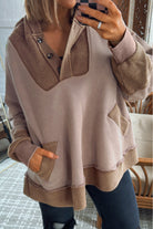 Goat Waffle Patchwork Plus Size Pocketed Hoodie Plus Size Tops c7a47535f81637cd