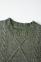 Mist Green Twist Cable Knit Drop Shoulder Loose Fit Sweater Dress Sweater Dresses c7c0ab074d56074b
