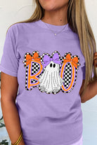 Wisteria Boo Checkered Ghost Heat Transfer Printing Crewneck Graphic Tee Graphic Tees c7d32201df5bfdce
