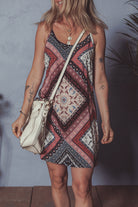 Red Geometric Paisley Print Sleeveless Mini Dress Short Dresses c7ee026c577e5aac