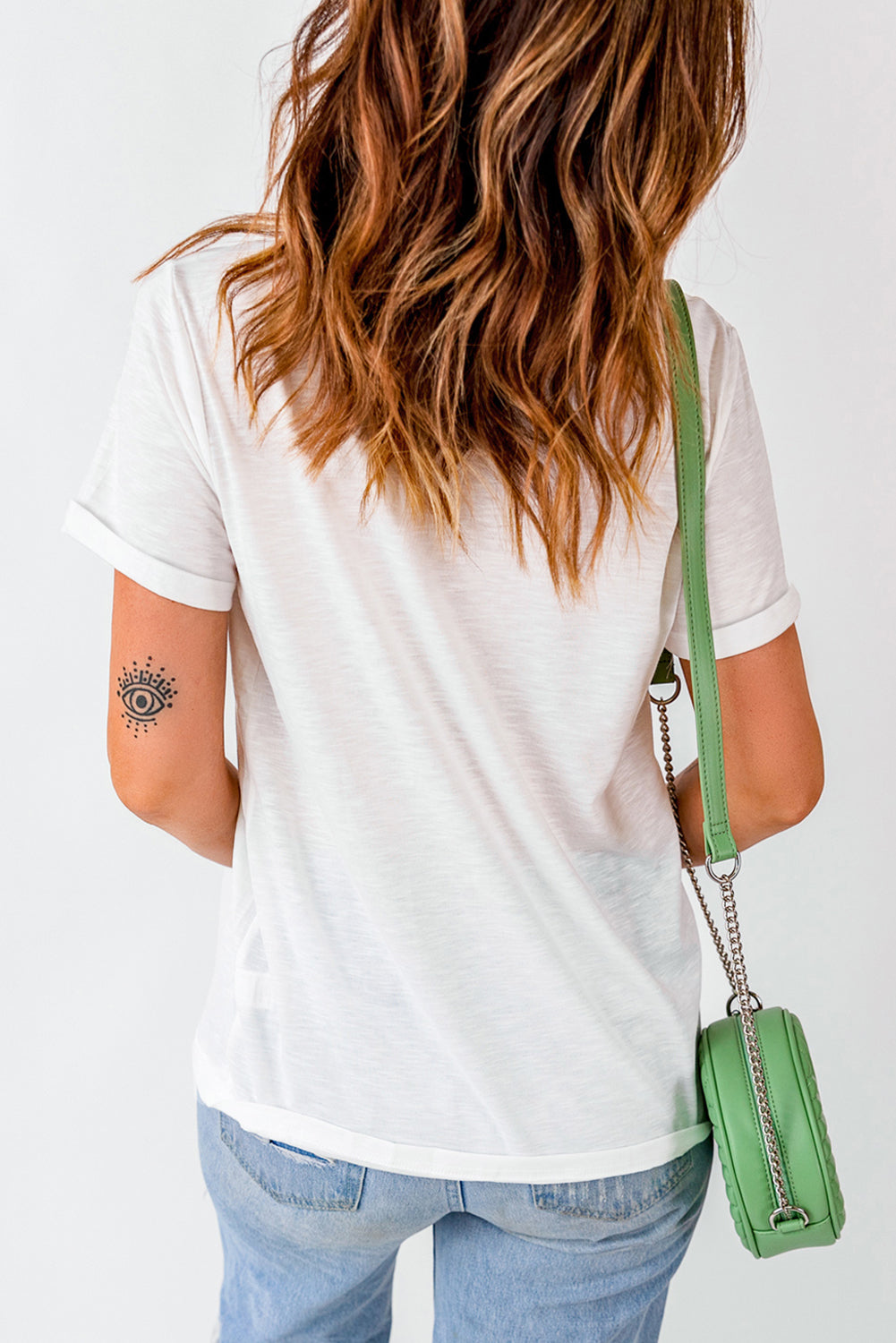 White Sequined Halloween Spirit Pattern Patched Custom Casual Tee Graphic Tees c8510f9d836ca24a