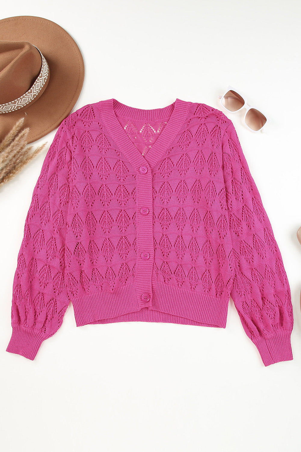 Rose Lightweight Buttoned Front Crochet Cardigan Cardigans c89cab72bf997ef8