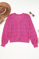 Rose Lightweight Buttoned Front Crochet Cardigan Cardigans c89cab72bf997ef8