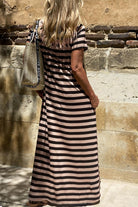 Black Striped Side Pockets T-shirt Maxi Dress Maxi Dresses c8e52de48a446bc7
