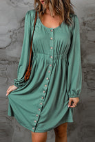 Green Casual Button Up Ruched Waist Short Dress Short Dresses c905ee34f582cb28