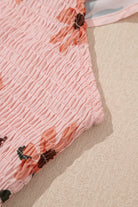 Pink Floral V Neck Smocked High Waist Ruffle Hem Maxi Dress Maxi Dresses c930b6c442923008