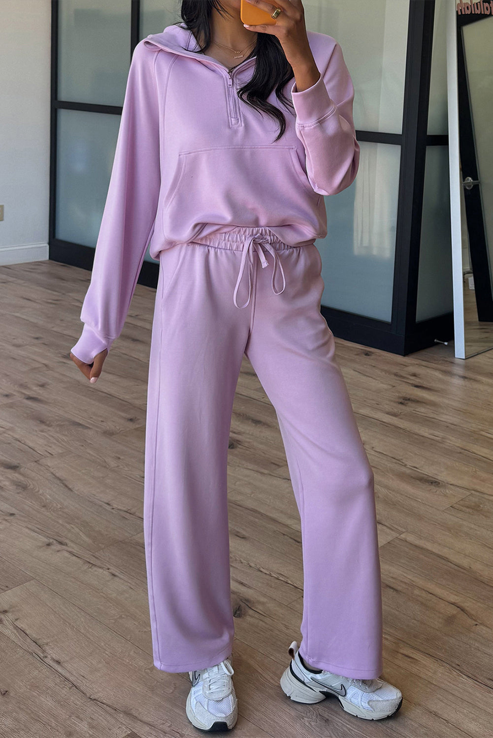 Orchid Bouquet Half Zip Thumbhole Sleeve Hoodie Active Pants 2pcs Outfit Two Piece Pants Sets c965276e05b7e5a8