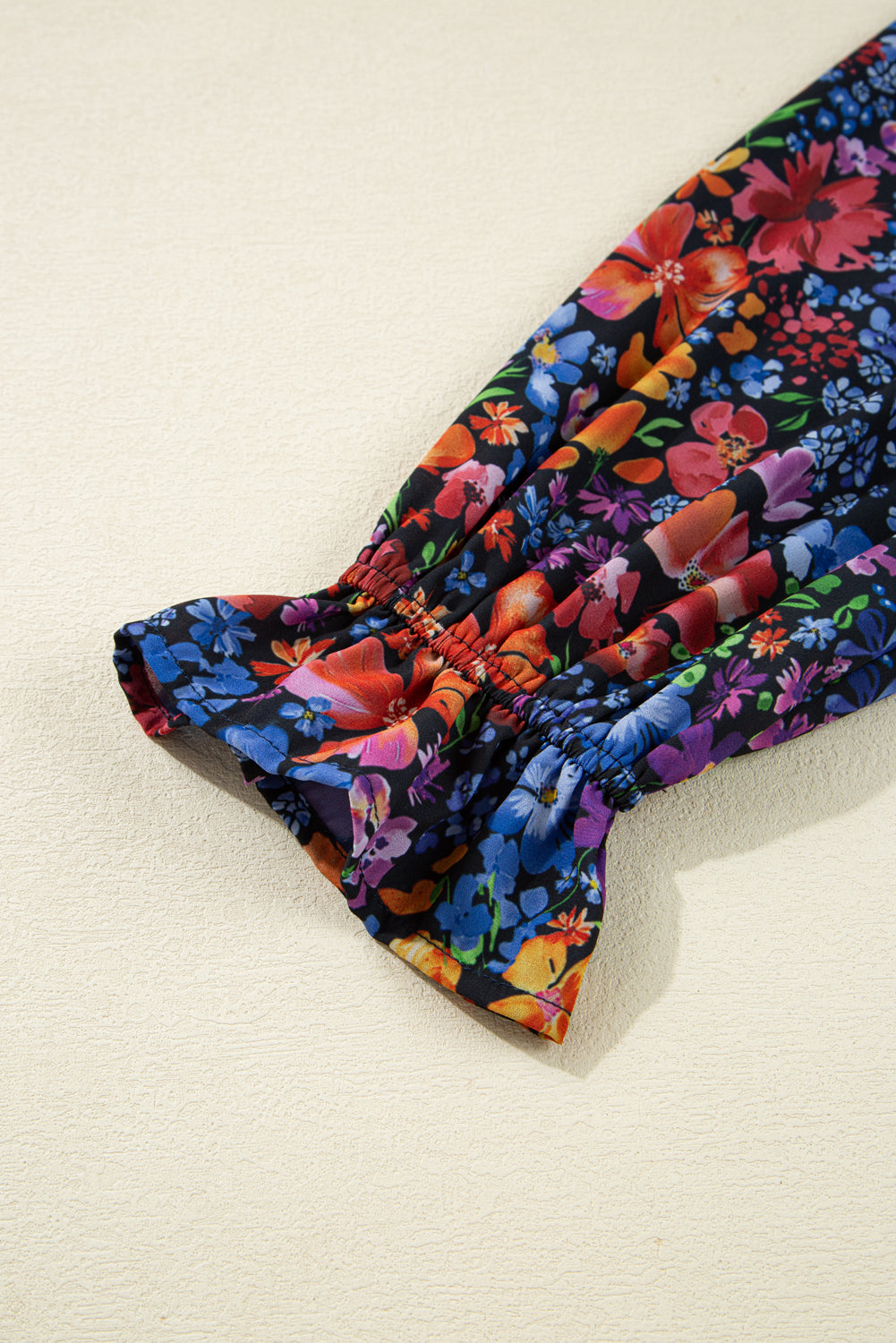 Blue Floral Print V Neck Long Sleeve Flowy Maxi Dress Maxi Dresses c966a8b46b46578a