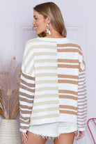 Color Block Drop Shoulder Pullover Striped Sweater Sweaters c97f60d4df8381d8