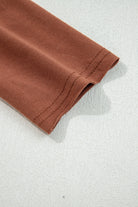 Chestnut Raw Seam Detail Solid Color Long Sleeve Top Long Sleeve Tops c9bc0a2fe9b3cb6a