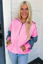 Parchment Checkered Patchwork Kangaroo Pocket Half Zipper Hoodie Sweatshirts & Hoodies ca8d4066c0e50310