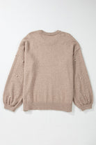 Smoke Gray Plus Size Pearl Pullover Sweater Plus Size Sweaters&Cardigans cac9504acd7b04c7