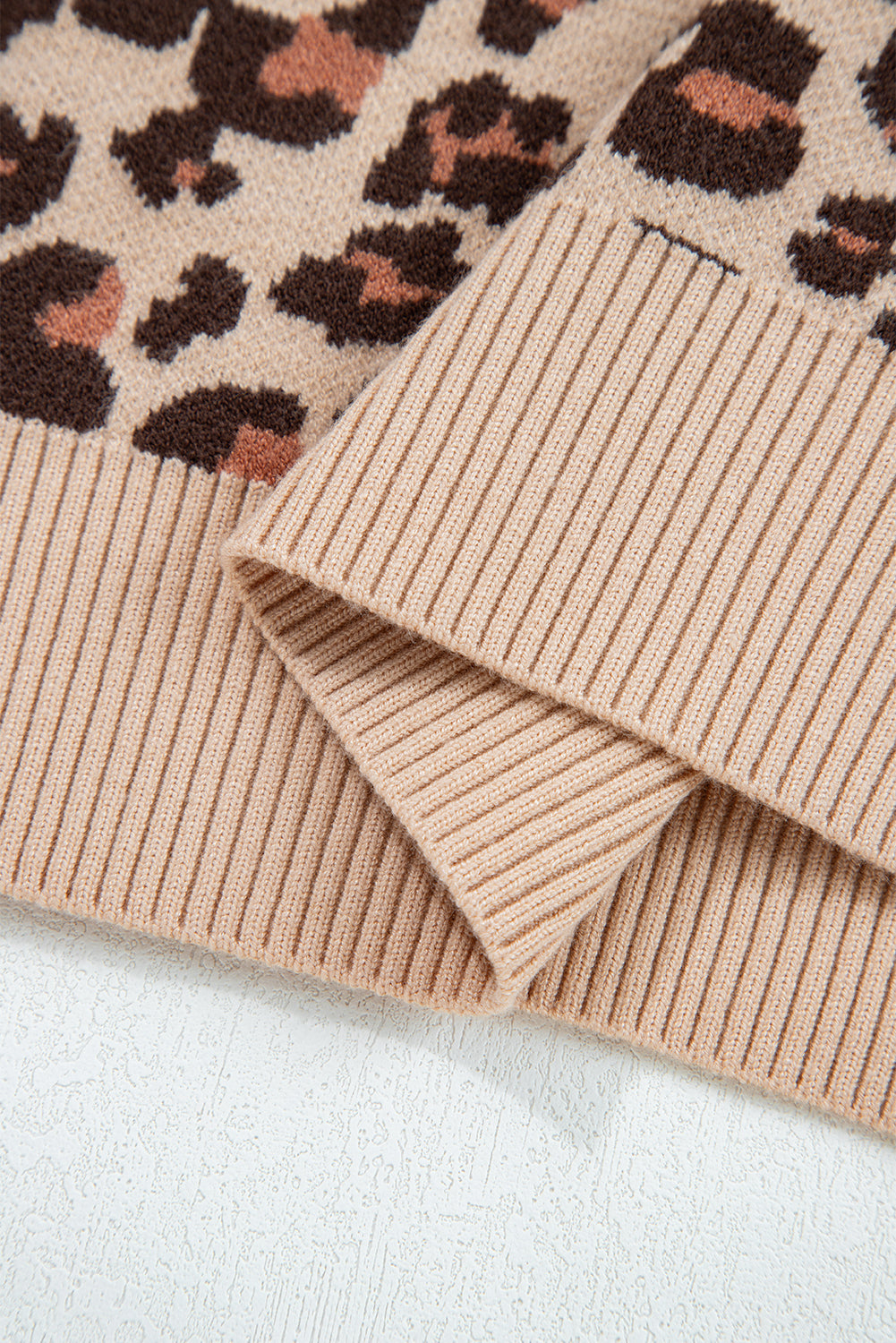 Khaki Leopard Print High Neck Shift Mini Sweater Dress Sweater Dresses cb132a4a9d9760e4