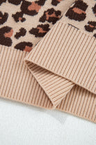 Khaki Leopard Print High Neck Shift Mini Sweater Dress Sweater Dresses cb132a4a9d9760e4