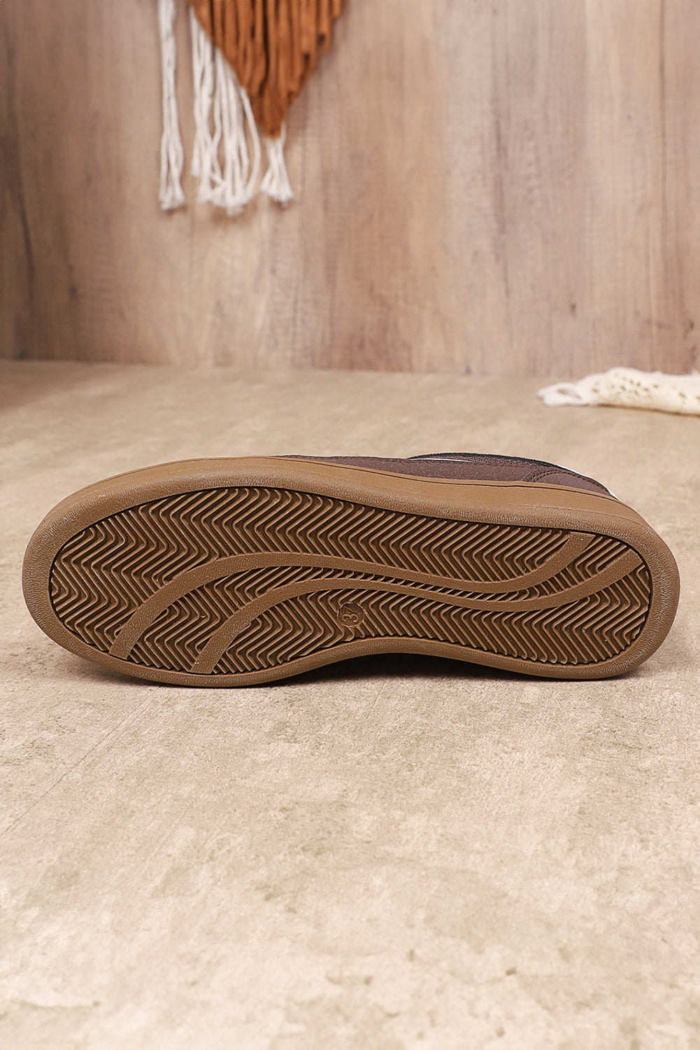 Coffee Breathable Mesh PU Leather Patchwork Lace-up Sneaker Sneakers cb373f6031c06aba