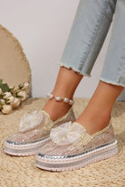 White Sequin Bow Thick Sole Casual Shoes Sneakers cb409e00d32a57a9