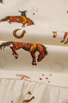 Apricot Rodeo Print Tied Front Puff Sleeve Peplum Top Blouses cb4f4cd56a5608e8