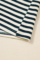 Navy Blue Pop of Color Zipper V Neck Striped Long Sleeve Top Long Sleeve Tops cb929c4f27d4edca