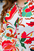 Orange Abstract Tie V Neck Tiered Plus Size Dress Plus Size Dresses cbdccd635d293c83