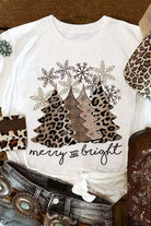 White Leopard Christmas Tree Casual Crew Neck Graphic Tee Graphic Tees cc4f2ae6f7e738f5
