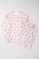 Pink Santa Claus Striped Print Loose Fit Two Piece Loungewear Set Loungewear Set cc68f1ca094cf6b7