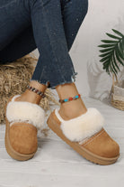 Camel Suede Fuzzy Winter Warm Platform Slippers Slides Shoes + Flip Flops cd95669fdd221800