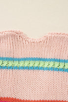 Multicolour Open Front Striped Colorblock Knit Oversize Cardigan Cardigans cde9b7c87fe85b81