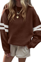 White Preppy Striped Sleeve Loose Sweatshirt Sweatshirts & Hoodies cdeabe578b1219b4