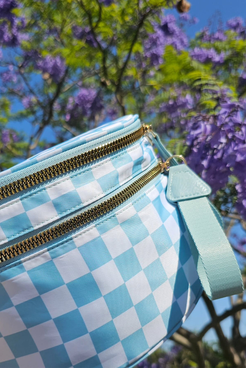 Pink Checkered Print Wide Strap Large Crossbody Bag Crossbody Bags ce73ec38664eea33