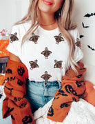 White Turkey Sequin Patch Application Round Neck Graphic Tee Graphic Tees cea99bb59ebd79b8